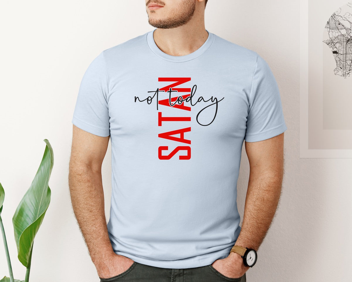 brand:Bella Canvas|color:Light Blue|Not Today Satan Shirt Design Graphic T-Shirt
