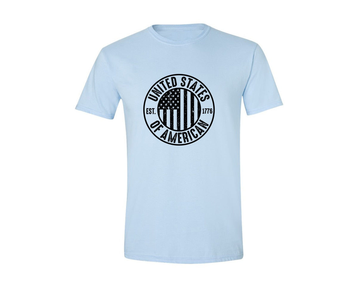 brand:Generic|color:Light Blue|United States Of America Patriotic Graphic T-Shirt