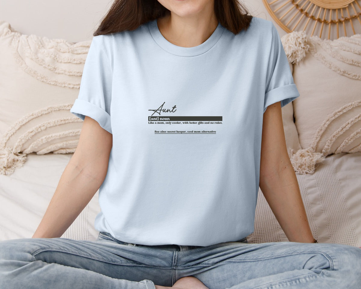 brand:Bella Canvas|color:Light Blue|Aunt Funny Definition Graphic T-Shirt