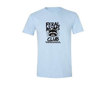 brand:Generic|color:Light Blue|Feral Moms Club Mom Life Raccoon Graphic T-Shirt