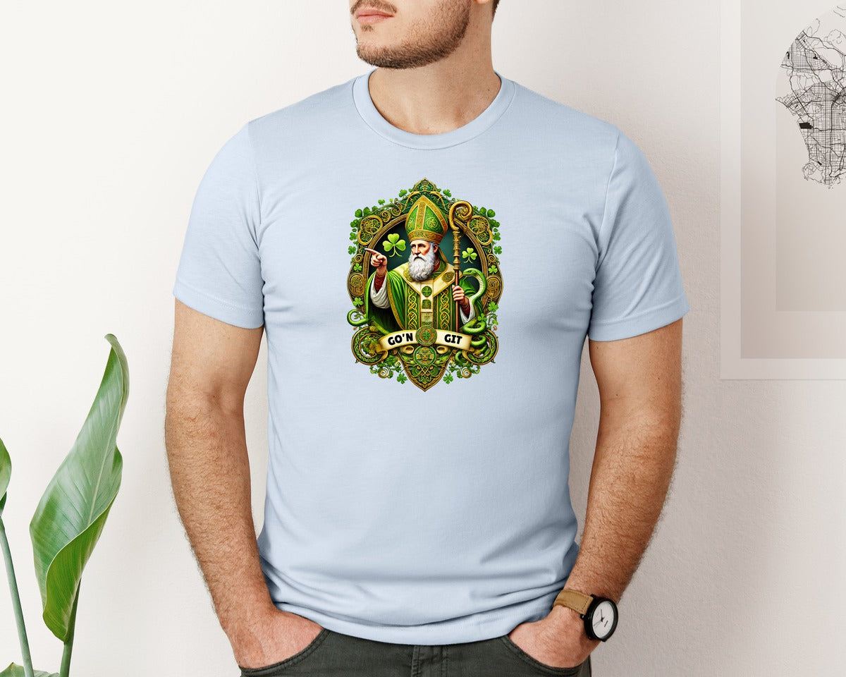 brand:Bella Canvas|color:Light Blue|St Patricks Day Saint Patrick Graphic T-Shirt