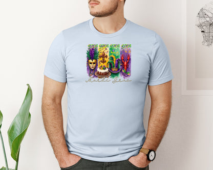brand:Bella Canvas|color:Light Blue|Mardi Gras Coquette 2 Graphic T-Shirt