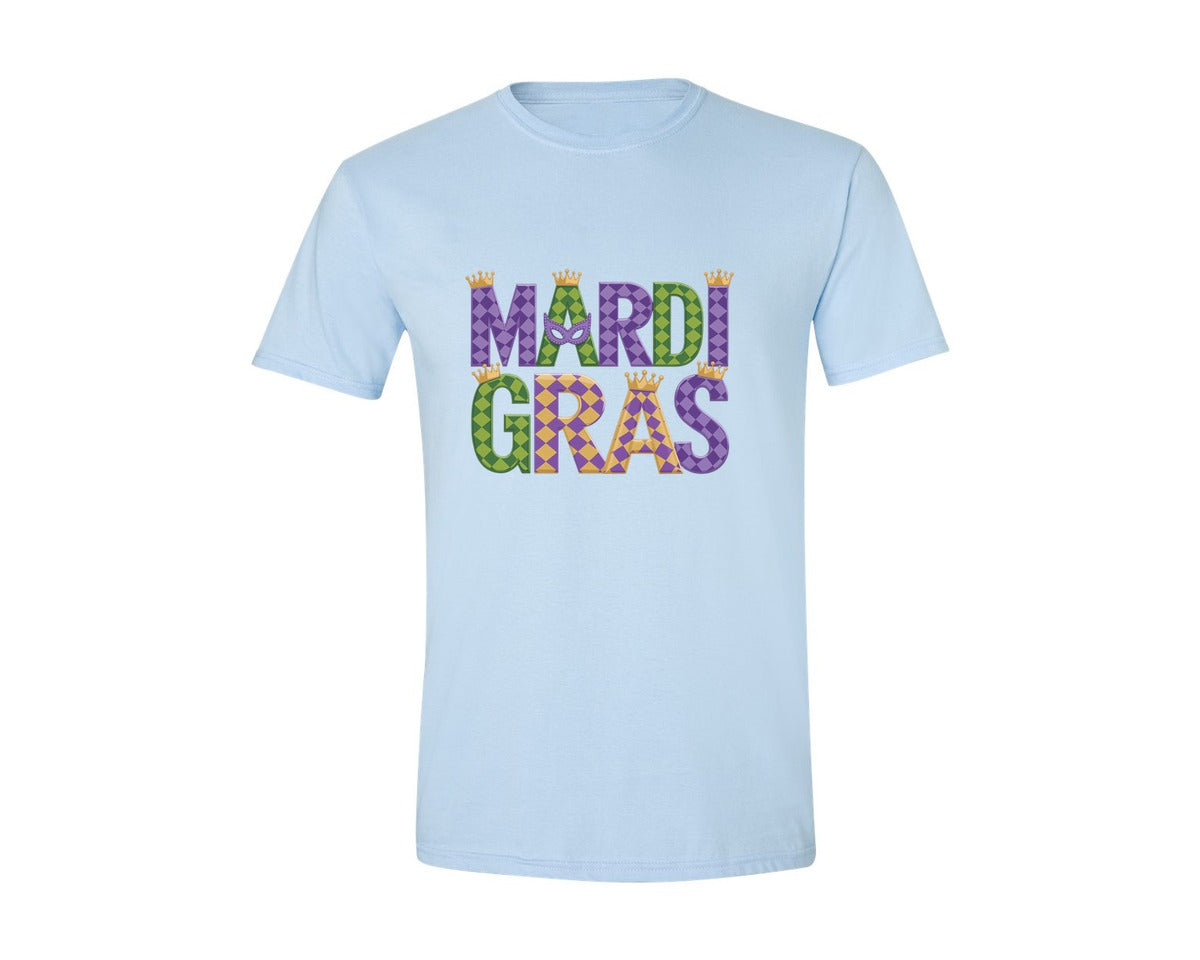 brand:Generic|color:Light Blue|Mardi Gras Festive Des Graphic T-Shirt
