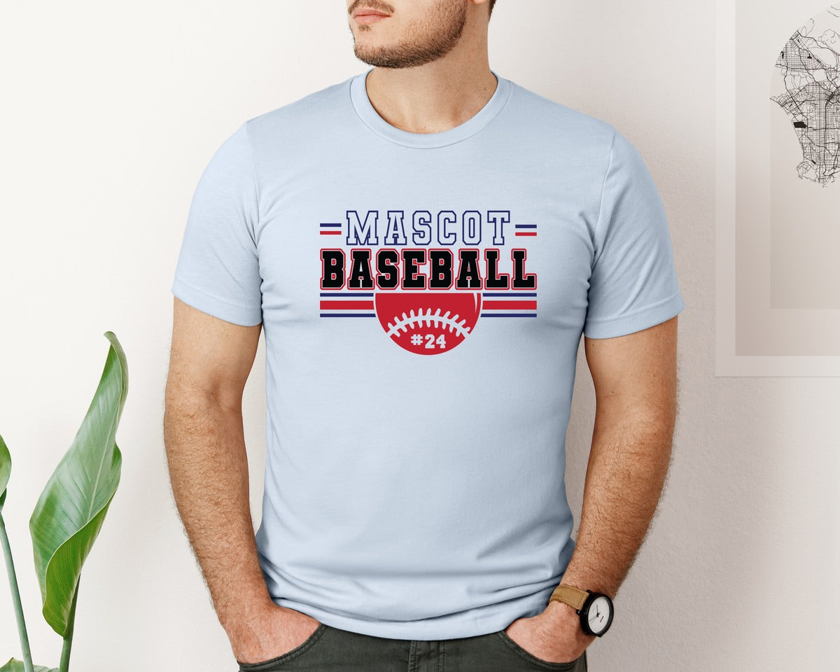 brand:Bella Canvas|color:Light Blue|Baseball Shirt Baseball Team Graphic T-Shirt