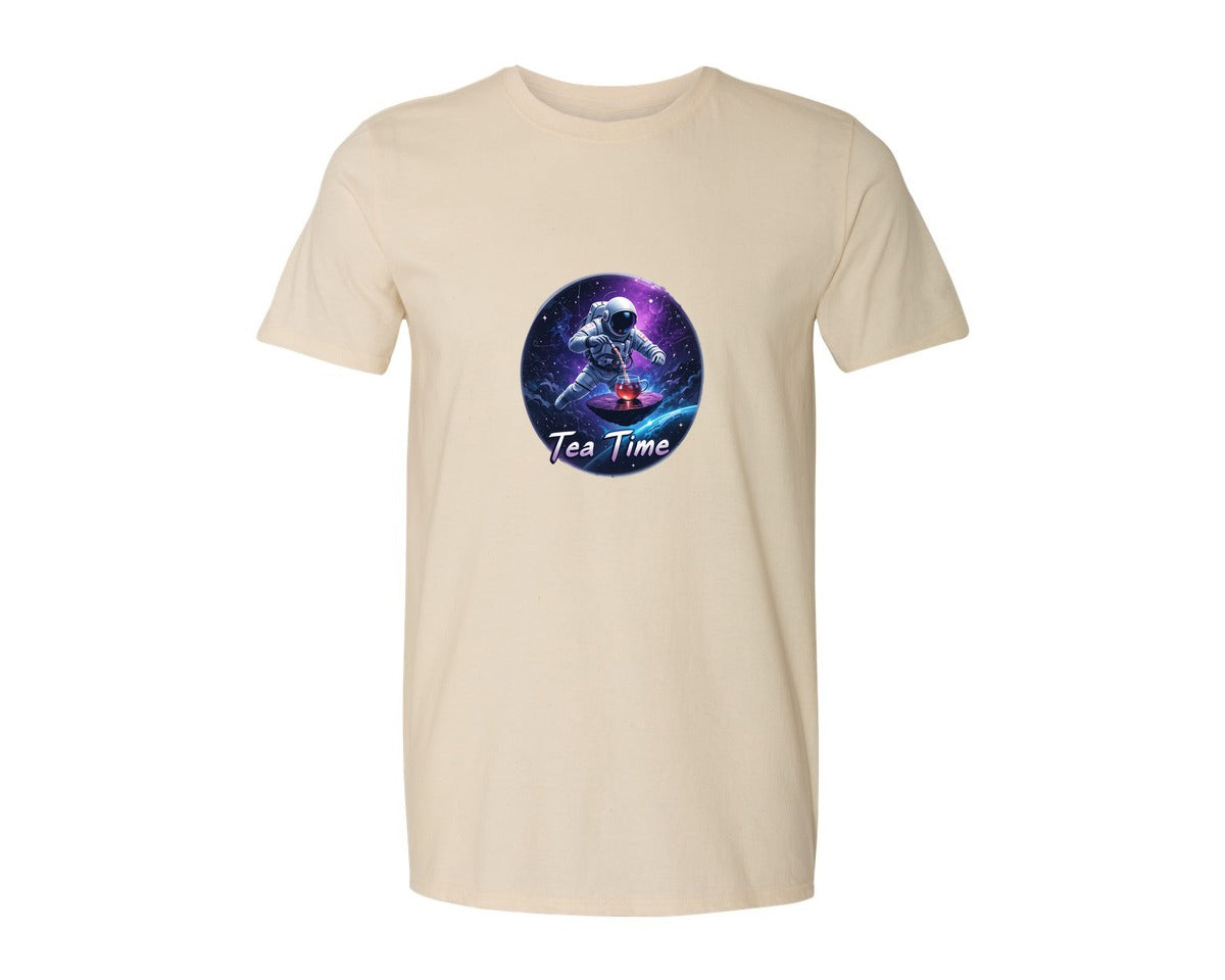 brand:Generic|color:Light Cream / Natural|Astronaut Tea Time In Space T Shirt Graphic T-Shirt