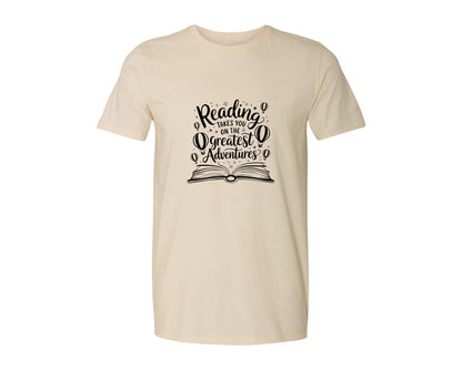 brand:Generic|color:Light Cream / Natural|Reading Takes You On The Greatest Advent 4 Graphic T-Shirt
