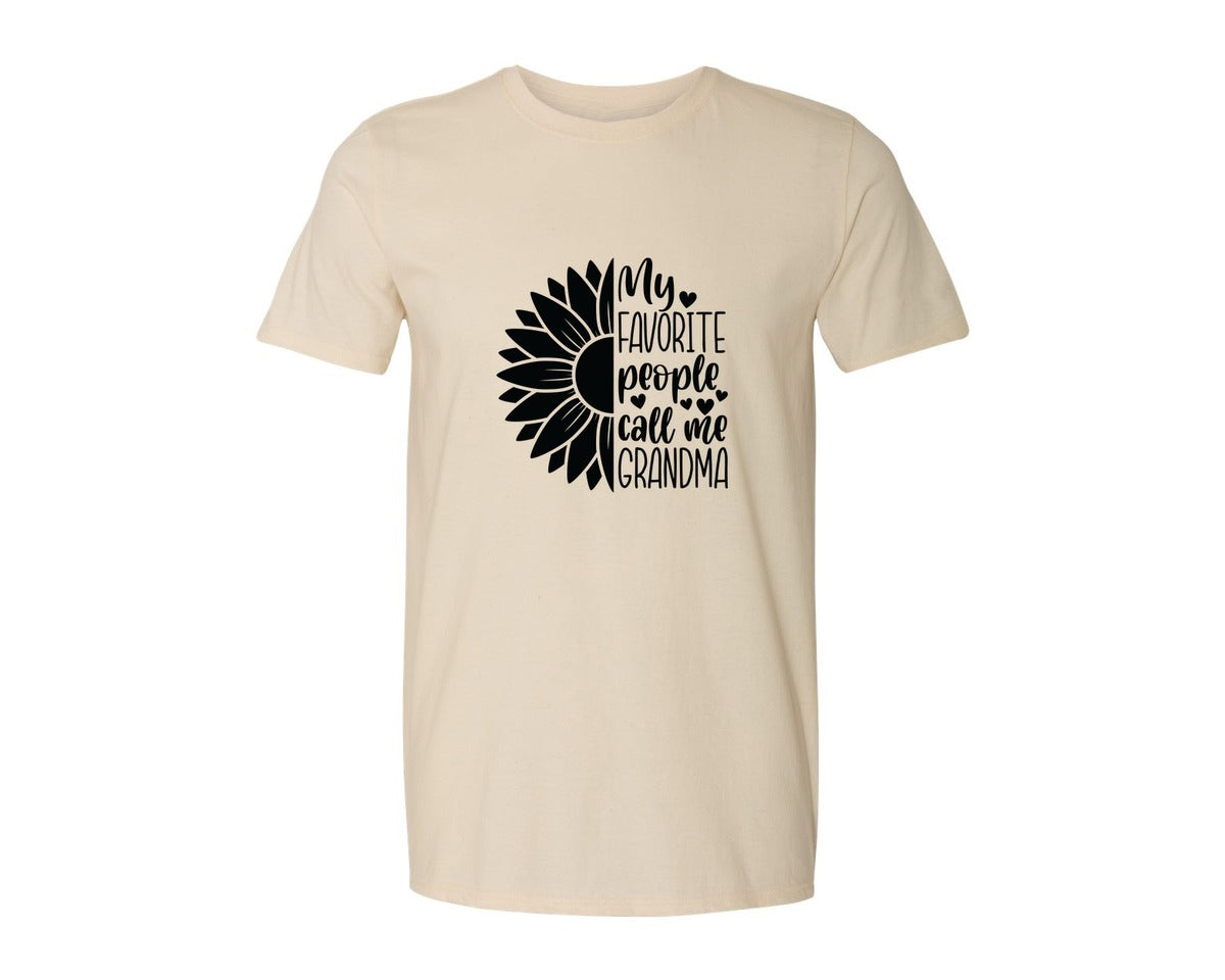 brand:Generic|color:Light Cream / Natural|Grandma Sunflower Grandma Graphic T-Shirt