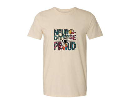 brand:Generic|color:Light Cream / Natural|Neuro Diverse And Proud Autism Shirt Graphic T-Shirt