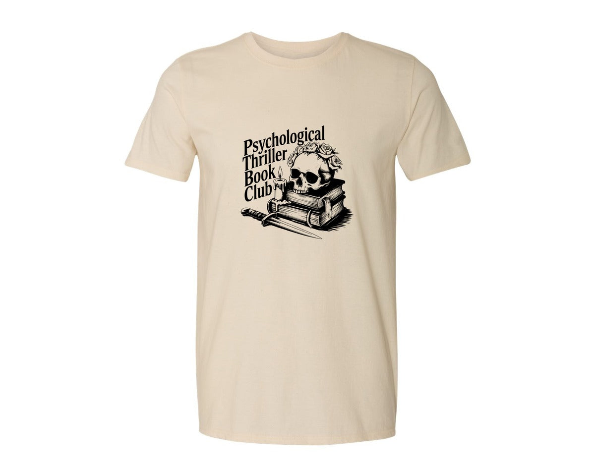 brand:Generic|color:Light Cream / Natural|Psychological Thriller Book Club T S Graphic T-Shirt