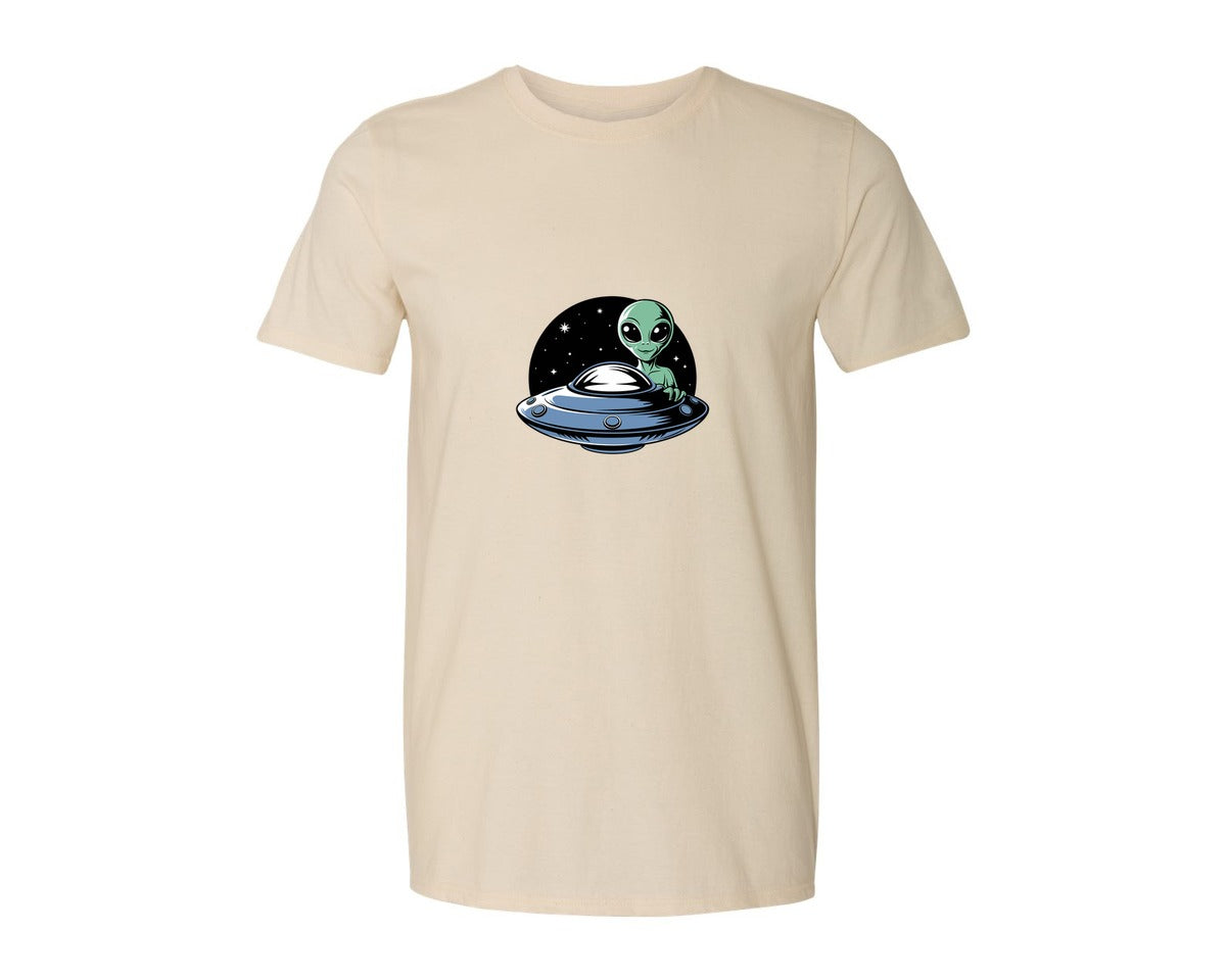brand:Generic|color:Light Cream / Natural|Retro Vintage Ufo Alien T Shirt Design 4 Graphic T-Shirt
