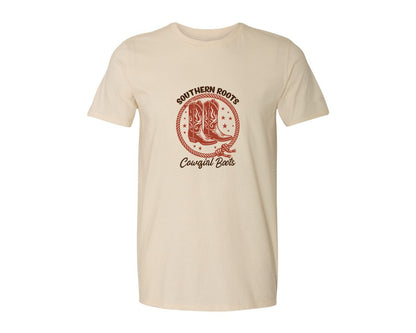 brand:Generic|color:Light Cream / Natural|Southern Roots Cowgirl Boots Cowgir Graphic T-Shirt