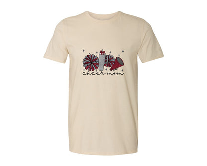 brand:Generic|color:Light Cream / Natural|Cheer Mom Glitter Cheerleading Graphic T-Shirt