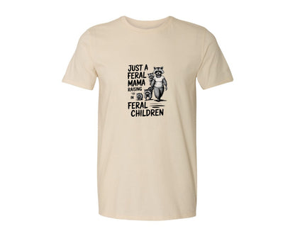 brand:Generic|color:Light Cream / Natural|Funny Mothers Day Raccoon Mama Tired Graphic T-Shirt