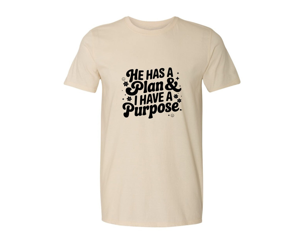 brand:Generic|color:Light Cream / Natural|He Has A Plan And I Have A Purpose D Graphic T-Shirt