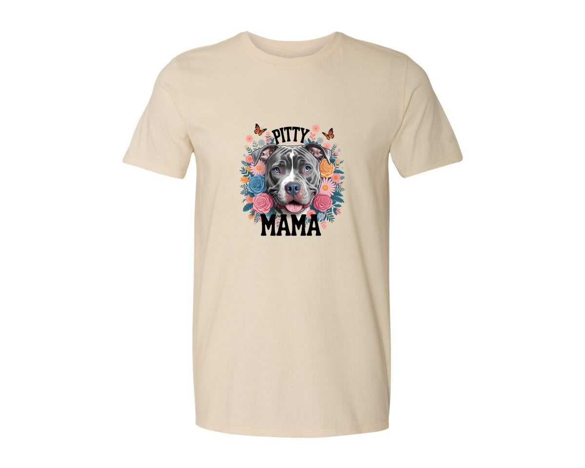 brand:Generic|color:Light Cream / Natural|Pitty Mama Cute Pitbull Dog Graphic T-Shirt