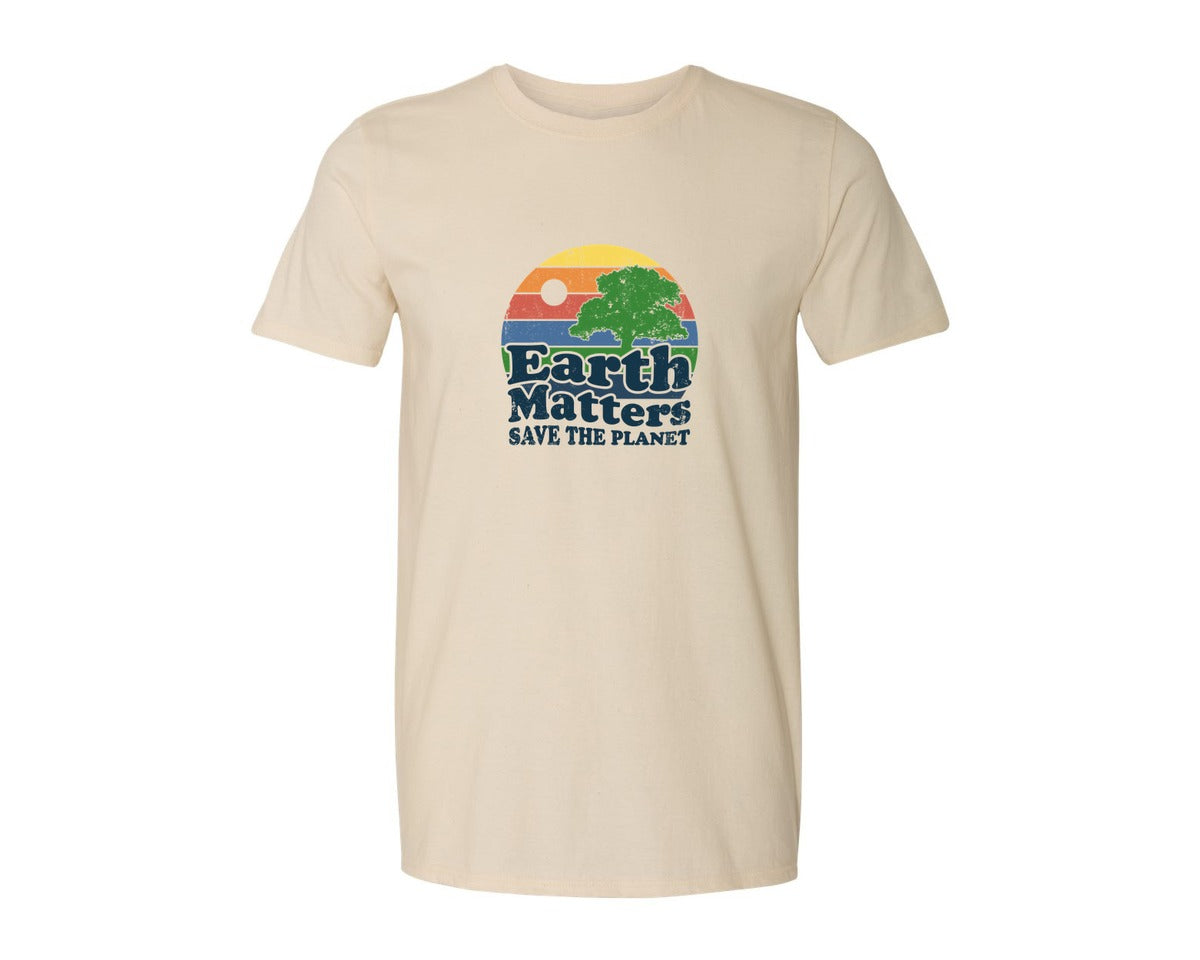 brand:Generic|color:Light Cream / Natural|Earth Matters Save The Planet T Shirt Graphic T-Shirt
