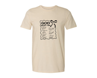 brand:Generic|color:Light Cream / Natural|God Says I Am Coquette Christian Graphic T-Shirt