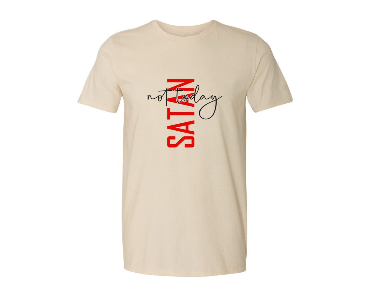 brand:Generic|color:Light Cream / Natural|Not Today Satan Shirt Design Graphic T-Shirt