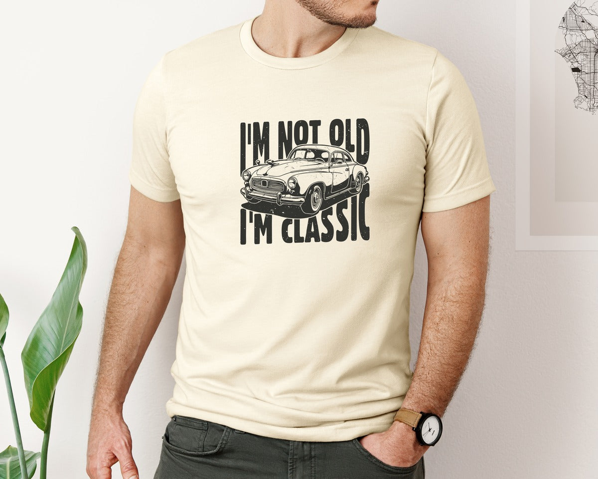 brand:Bella Canvas|color:Light Cream / Natural|Im Not Old Im Classic Vintage Car 3 Graphic T-Shirt