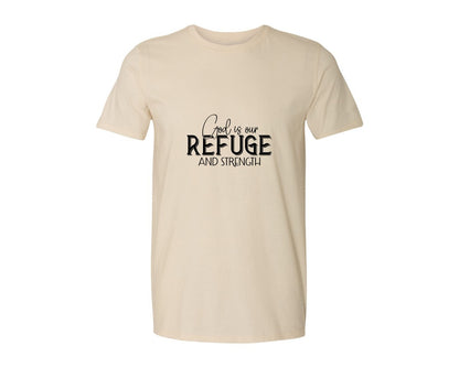 brand:Generic|color:Light Cream / Natural|God Is Our Refuge And Strength Sleeve Sv Graphic T-Shirt