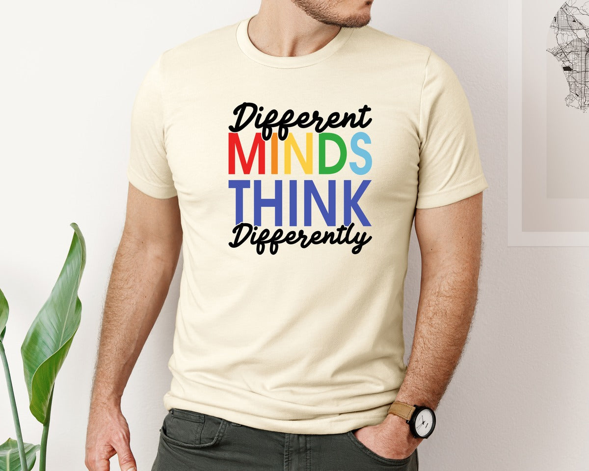 brand:Bella Canvas|color:Light Cream / Natural|Different Minds Autism T Shirt Graphic T-Shirt