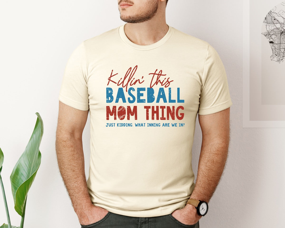 brand:Bella Canvas|color:Light Cream / Natural|Funny Baseball Mom Thing Graphic T-Shirt
