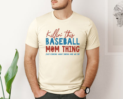 brand:Bella Canvas|color:Light Cream / Natural|Funny Baseball Mom Thing Graphic T-Shirt