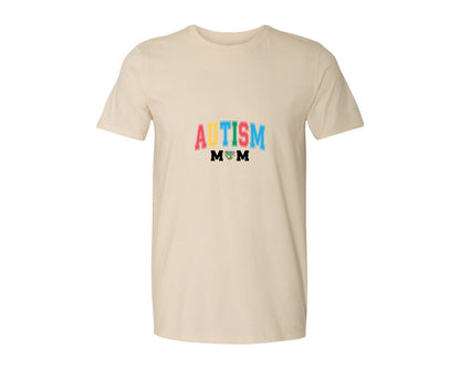 brand:Generic|color:Light Cream / Natural|Autism Mom Autism Day Graphic T-Shirt