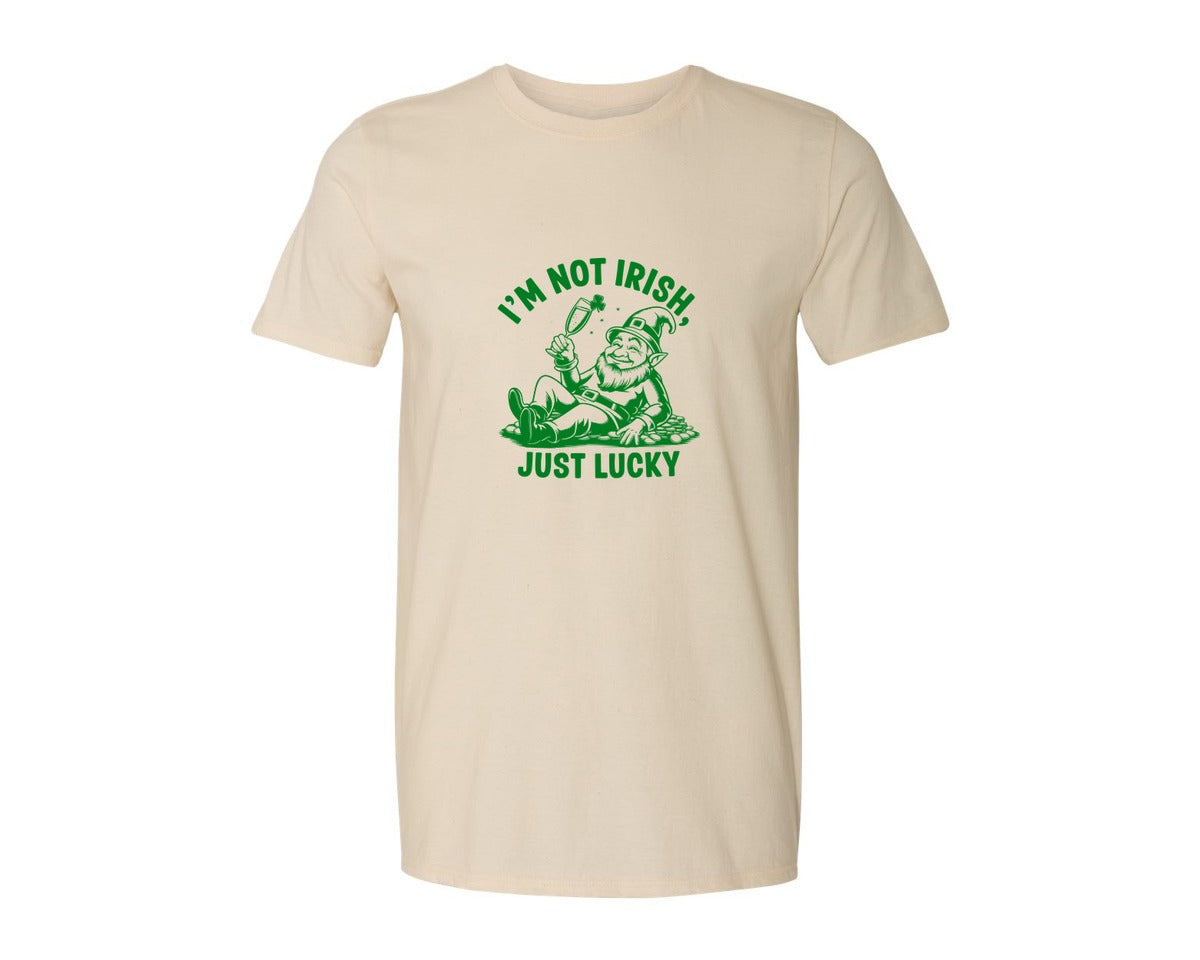 brand:Generic|color:Light Cream / Natural|Im Not Irish Just Lucky Design Graphic T-Shirt