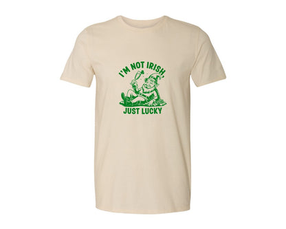 brand:Generic|color:Light Cream / Natural|Im Not Irish Just Lucky Design Graphic T-Shirt
