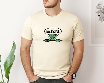 brand:Bella Canvas|color:Light Cream / Natural|Ew People Alien Ufo T Shirt Design Graphic T-Shirt