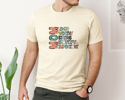 brand:Bella Canvas|color:Light Cream / Natural|Mom Mothers Day Design Graphic T-Shirt