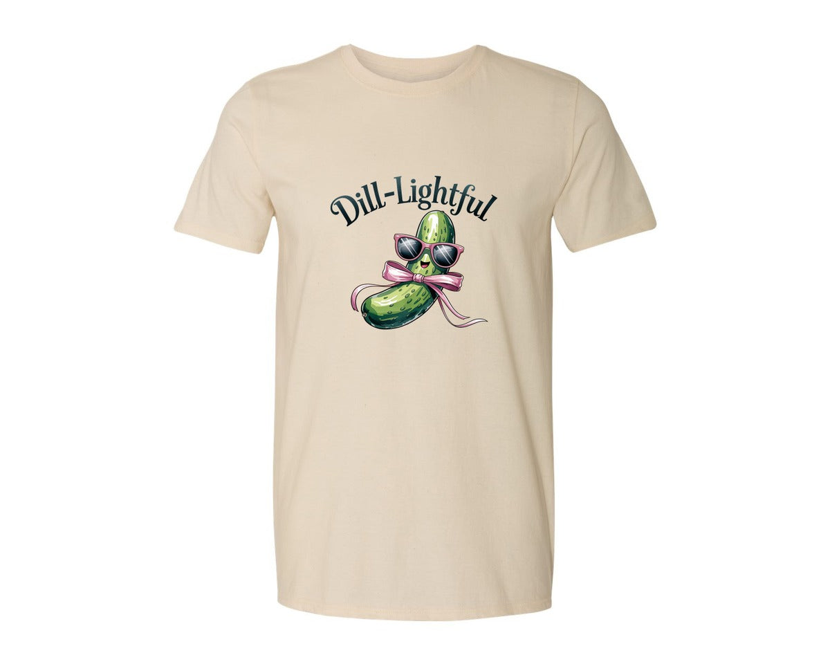 brand:Generic|color:Light Cream / Natural|Dill Lightful Funny Pickle 2 Graphic T-Shirt