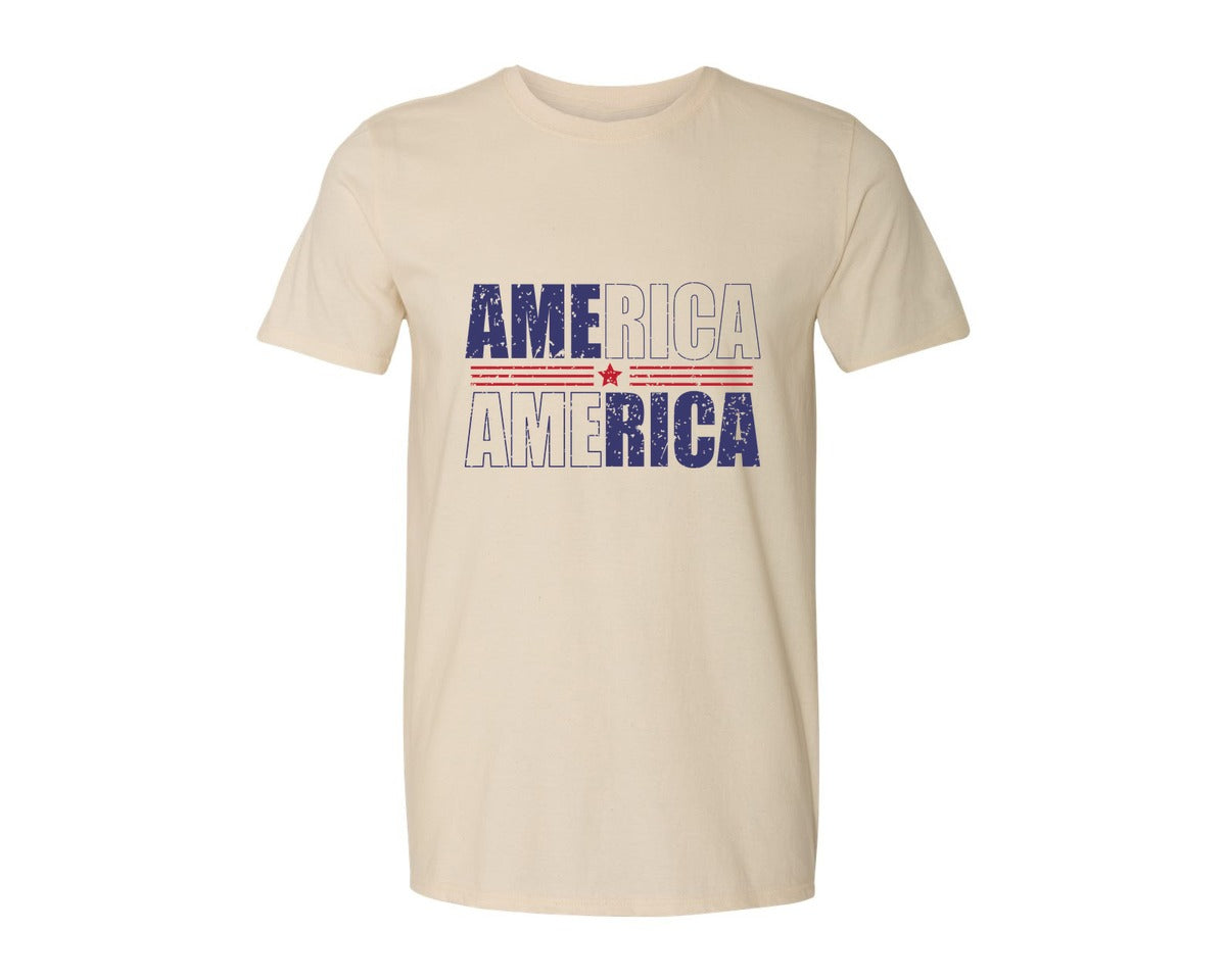 brand:Generic|color:Light Cream / Natural|America Patriotic Graphic T-Shirt