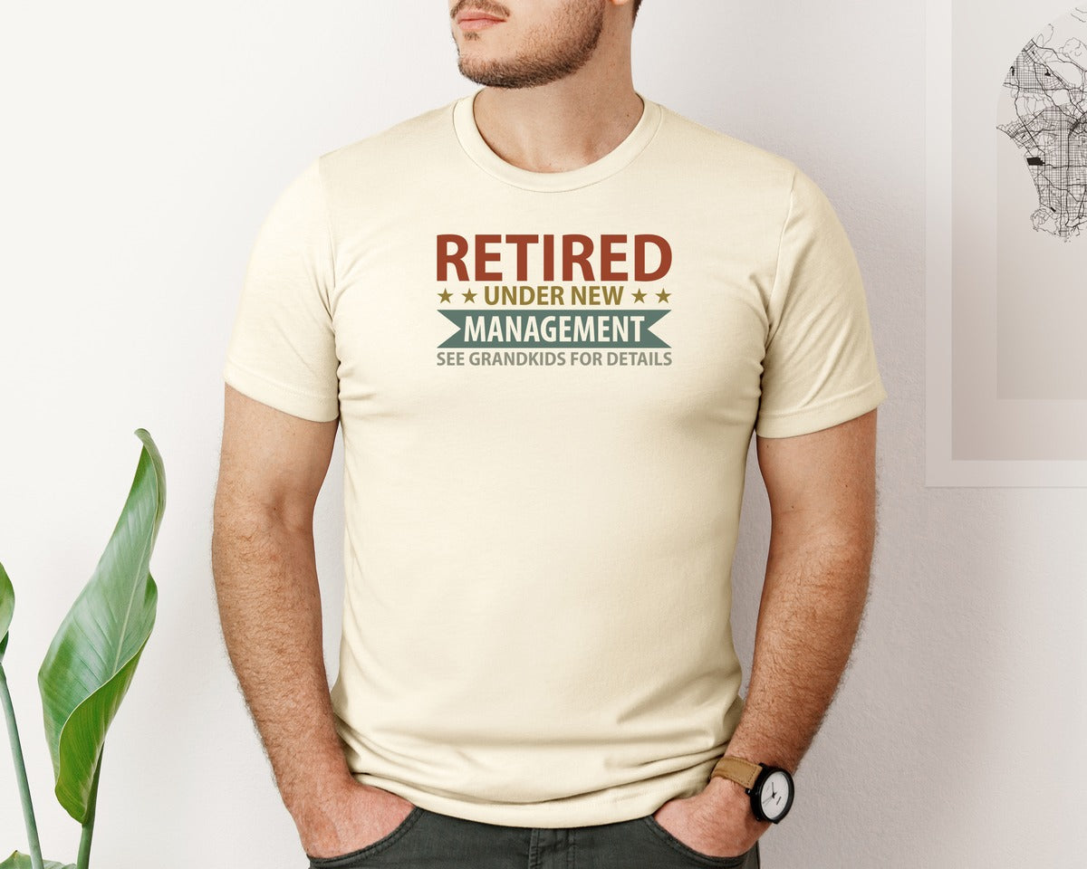 brand:Bella Canvas|color:Light Cream / Natural|Mens Fathers Day Retired Grandpa Shirts Graphic T-Shirt