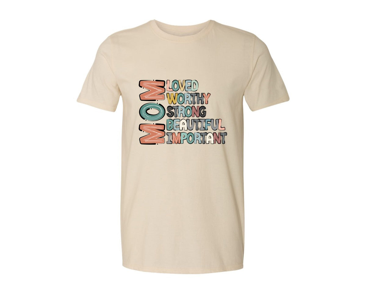 brand:Generic|color:Light Cream / Natural|Mom Mothers Day Design Graphic T-Shirt