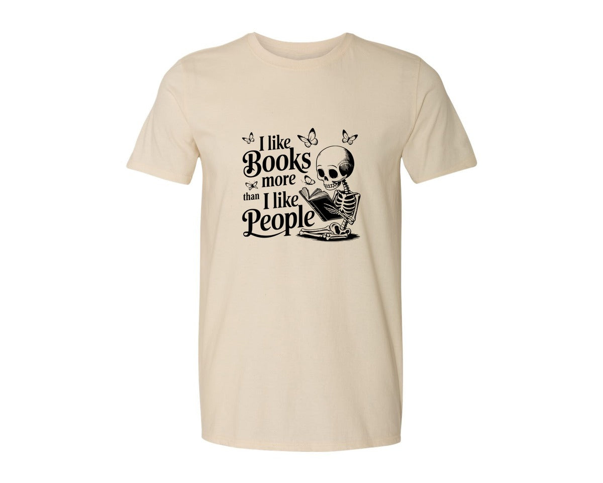 brand:Generic|color:Light Cream / Natural|I Like Books More Than I Like People 3 Graphic T-Shirt