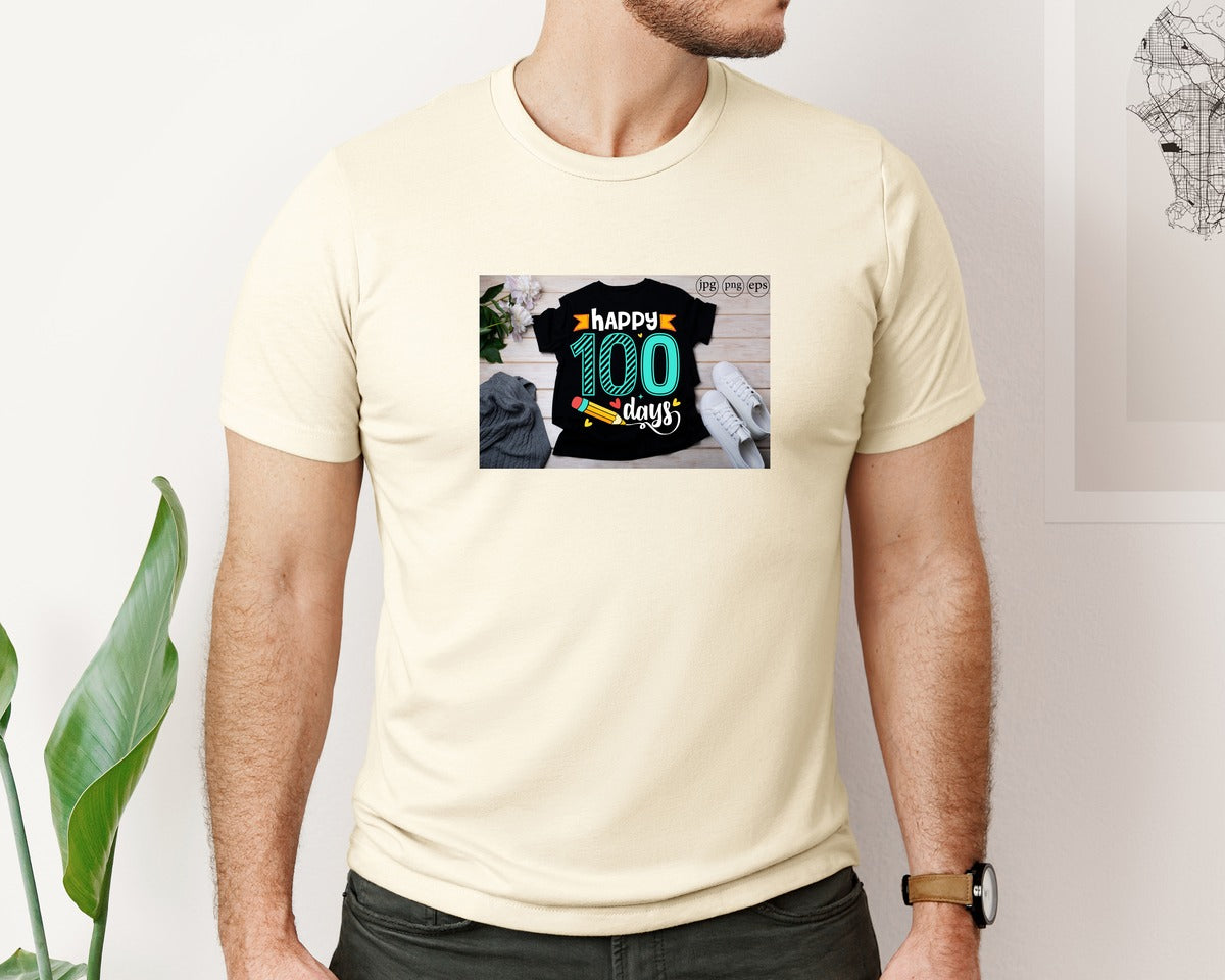 brand:Bella Canvas|color:Light Cream / Natural|100 Days Of School Shirt 10 Graphic T-Shirt