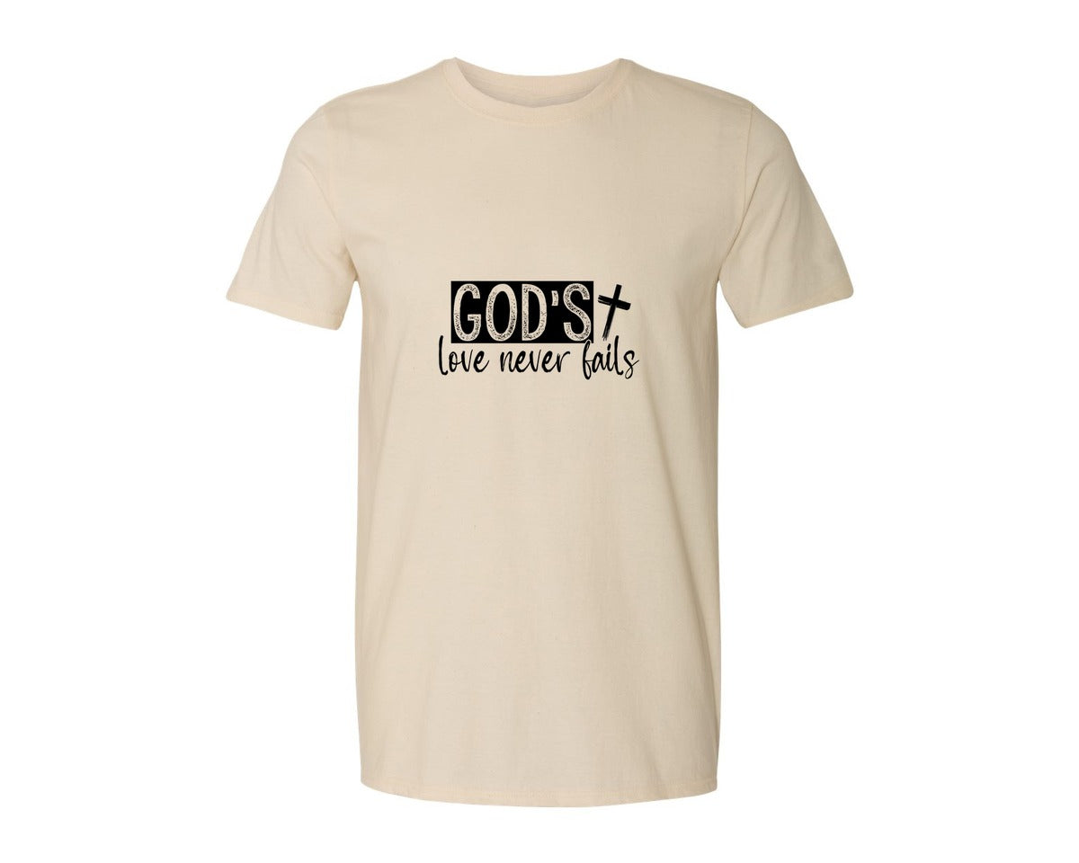 brand:Generic|color:Light Cream / Natural|Gods Love Never Fails Sleeve Design 2 Graphic T-Shirt