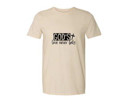 brand:Generic|color:Light Cream / Natural|Gods Love Never Fails Sleeve Design 2 Graphic T-Shirt