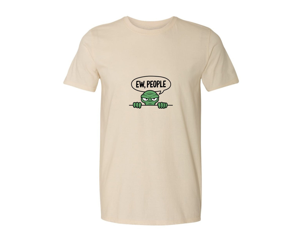brand:Generic|color:Light Cream / Natural|Ew People Alien Ufo T Shirt Design Graphic T-Shirt