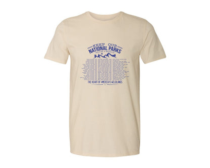 brand:Generic|color:Light Cream / Natural|Keep Our National Parks Pristine And Graphic T-Shirt