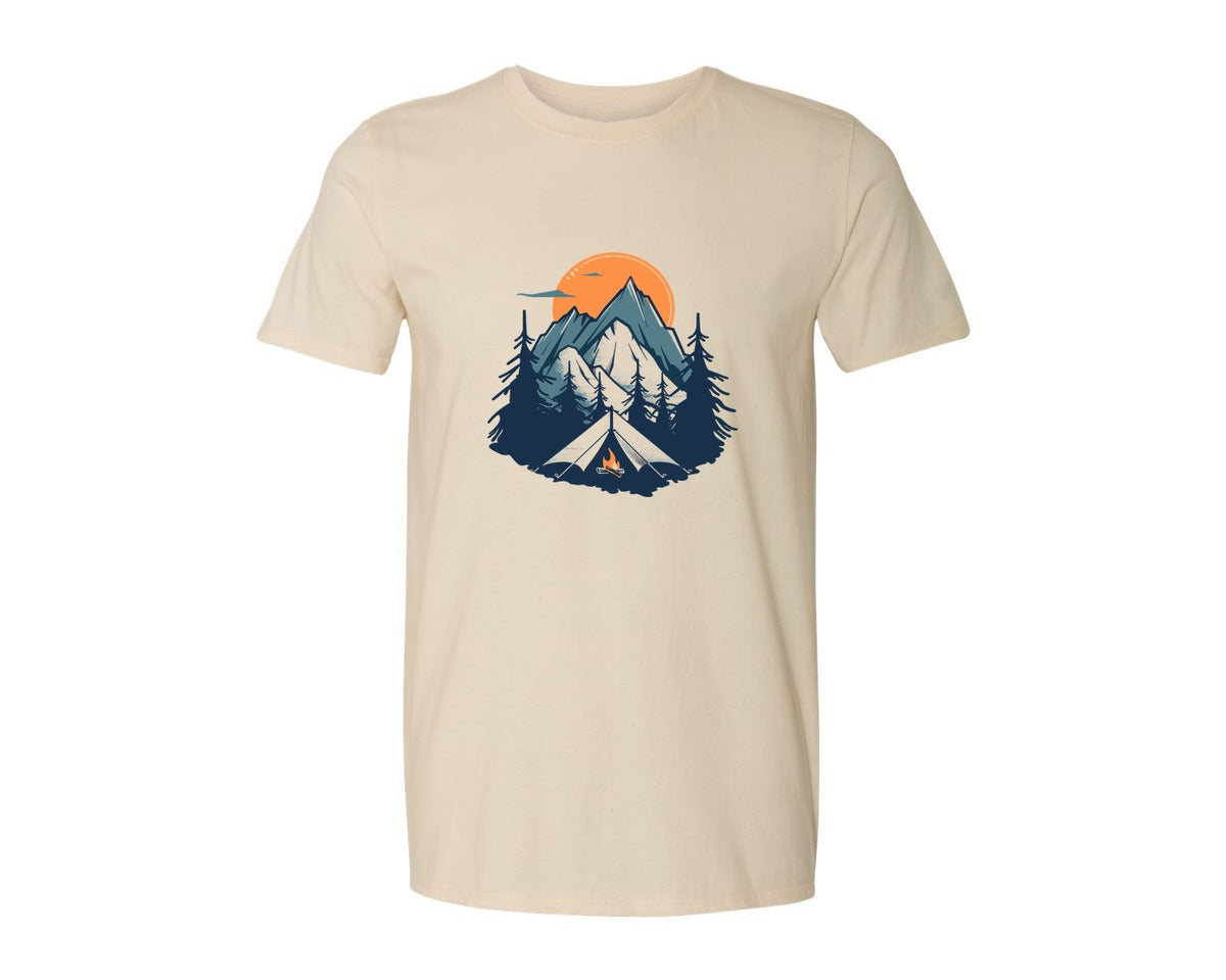 brand:Generic|color:Light Cream / Natural|Sunset Camping Adventure T Shirt Design 8 Graphic T-Shirt