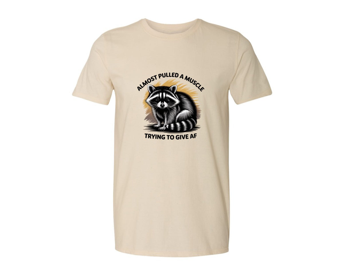 brand:Generic|color:Light Cream / Natural|Funny Raccoon Sarcastic Quote Graphic T-Shirt