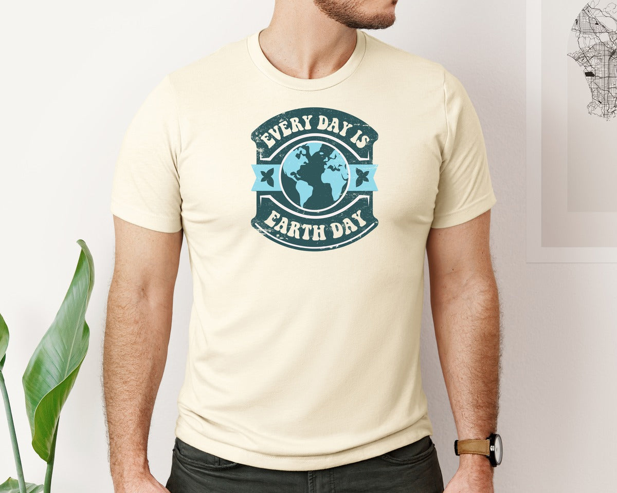 brand:Bella Canvas|color:Light Cream / Natural|Everyday Is Earth Day Graphic T-Shirt