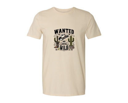 brand:Generic|color:Light Cream / Natural|Western Wanted And Wild T Shirt Graphic T-Shirt