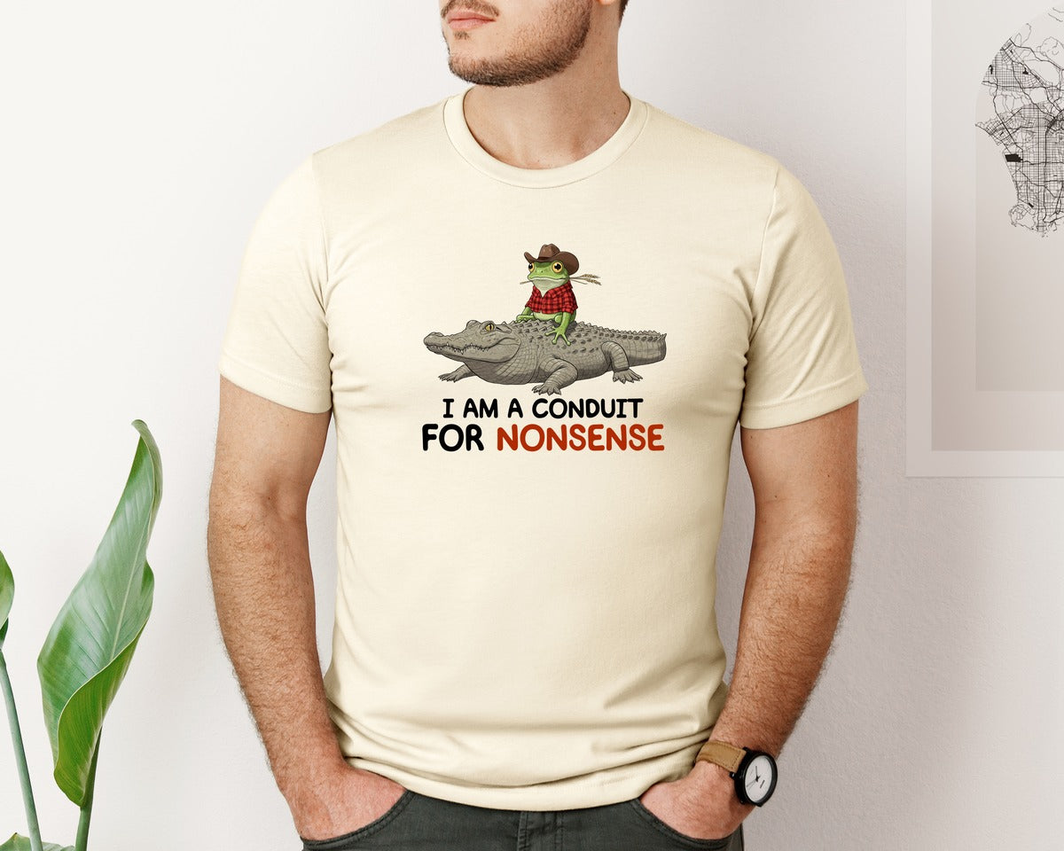 brand:Bella Canvas|color:Light Cream / Natural|I Am A Conduit For Nonsense Frog And All Graphic T-Shirt