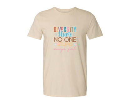 brand:Generic|color:Light Cream / Natural|Diversity Hurts No One Stupid Orange F Graphic T-Shirt