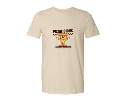 brand:Generic|color:Light Cream / Natural|Vintage Slice Pizza Cartoon Character Graphic T-Shirt