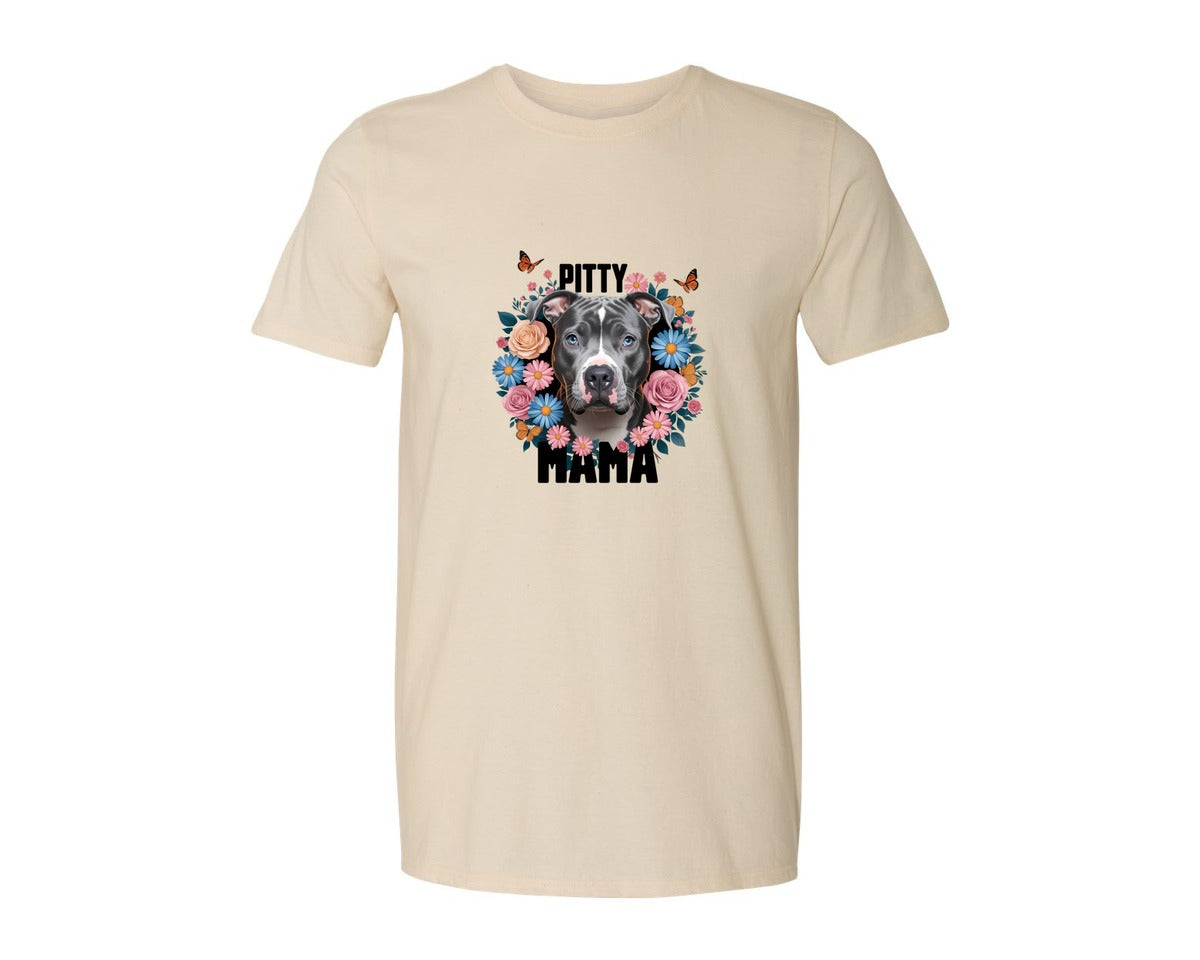 brand:Generic|color:Light Cream / Natural|Pitty Mama Cute Pitbull Dog 3 Graphic T-Shirt